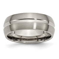 Titanium Brushed and Polished 8mm Grooved Band