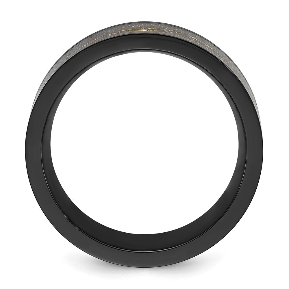 Titanium Polished Black IP-plated w/Black and Gold Foil Inlay 8mm Band