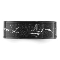 Titanium Polished Black IP-plated w/Black and Silver Foil Inlay 8mm Band