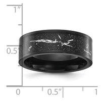 Titanium Polished Black IP-plated w/Black and Silver Foil Inlay 8mm Band