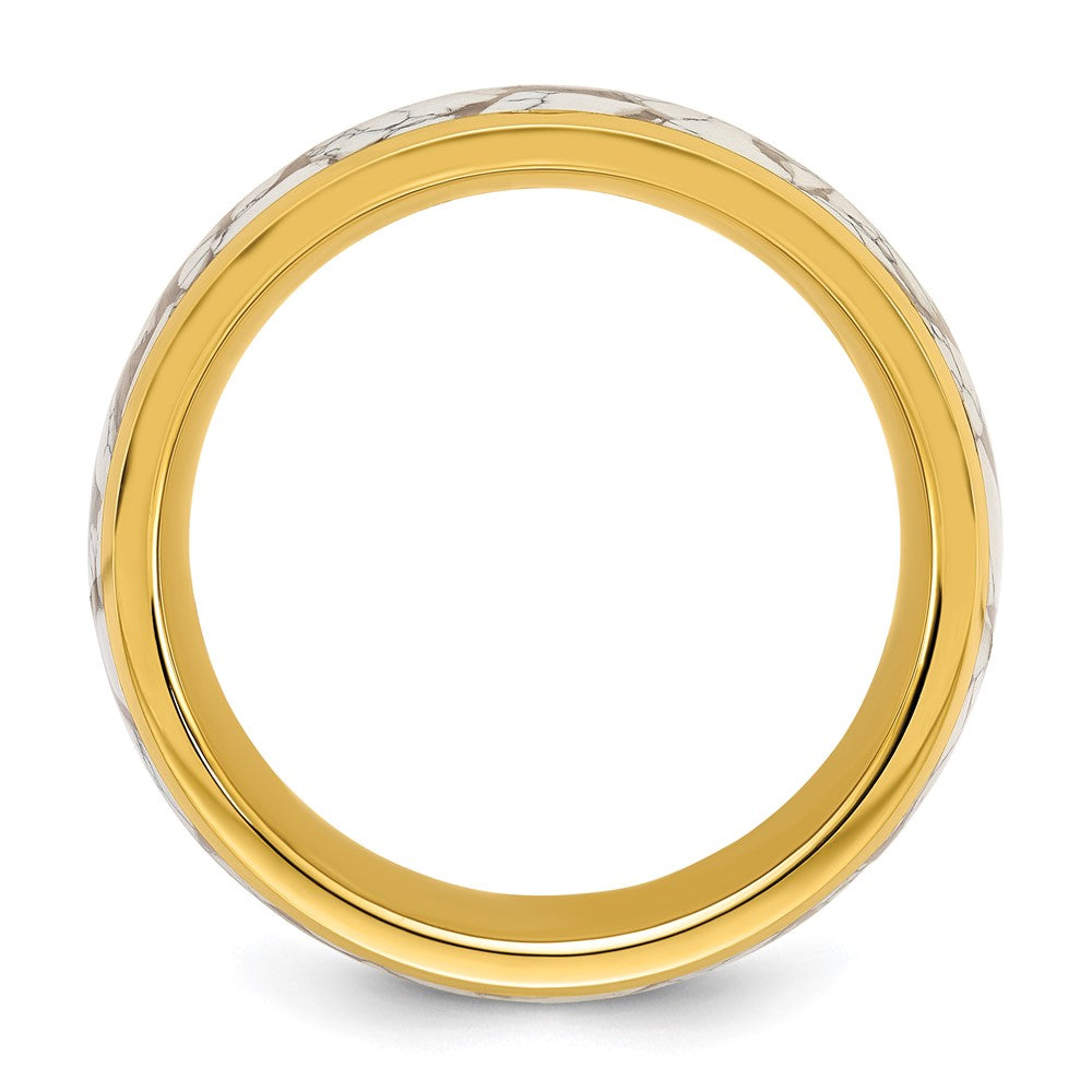 Titanium Polished Yellow IP-plated w/Ceramic Fragments Inlay 8mm Band