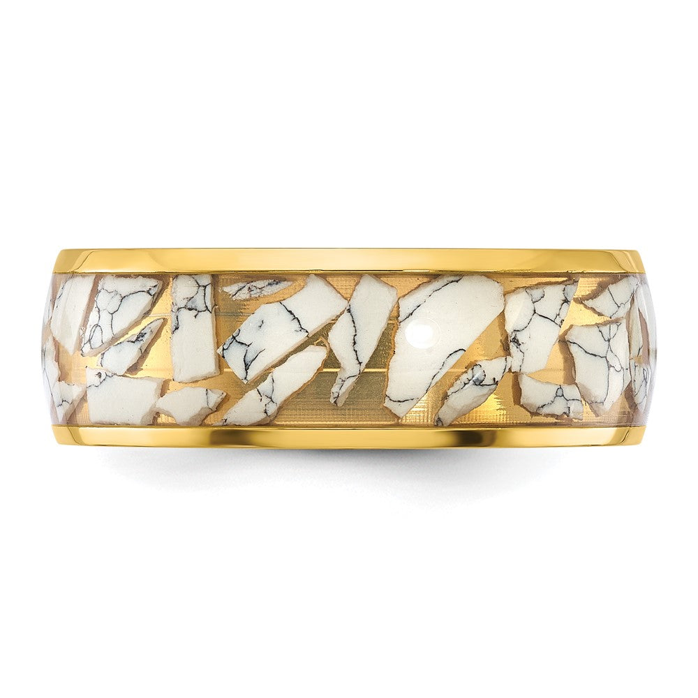 Titanium Polished Yellow IP-plated w/Ceramic Fragments Inlay 8mm Band