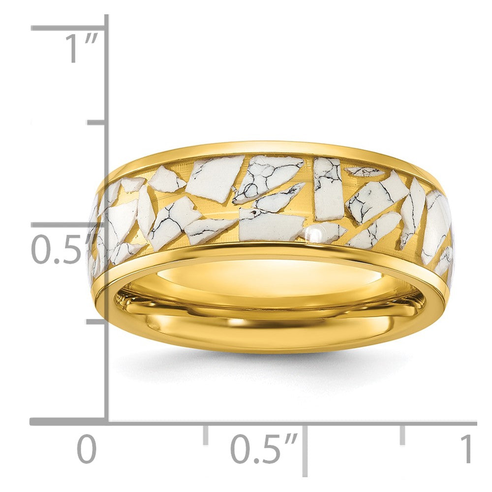 Titanium Polished Yellow IP-plated w/Ceramic Fragments Inlay 8mm Band