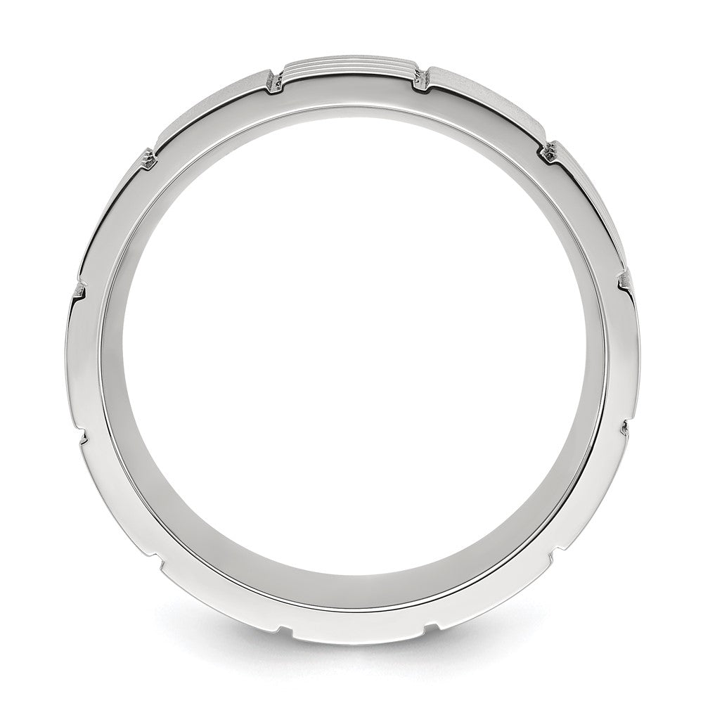 Titanium Brushed and Polished Grooved 8mm Band