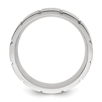 Titanium Brushed and Polished Grooved 8mm Band