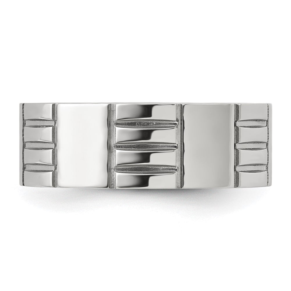 Titanium Brushed and Polished Grooved 8mm Band
