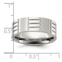 Titanium Brushed and Polished Grooved 8mm Band