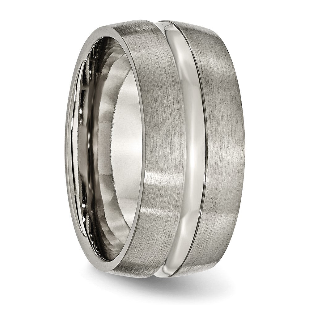 Titanium Brushed and Polished 10mm Grooved Band