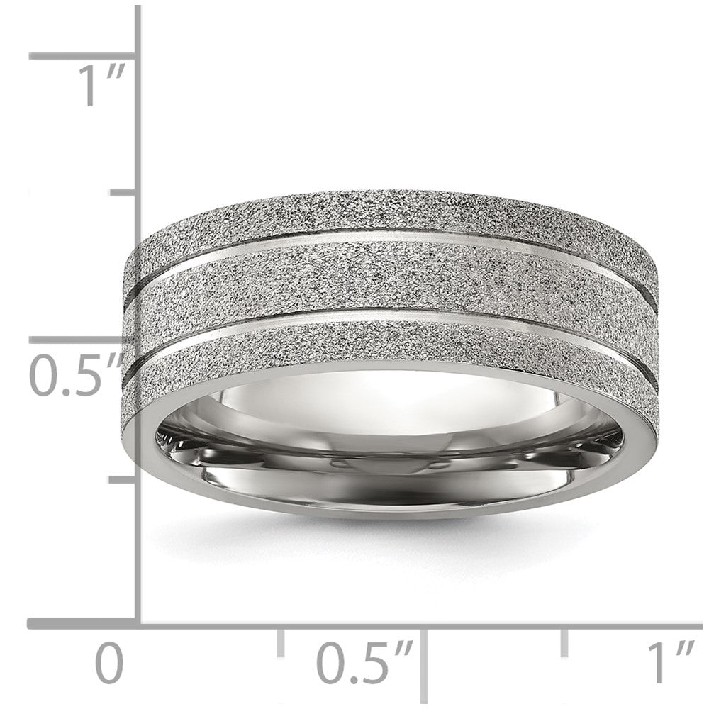 Titanium Polished Laser-cut Grooved 8mm Band
