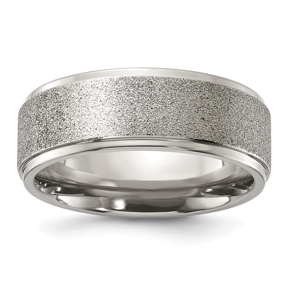 Titanium Polished Laser-cut Center 8mm Band