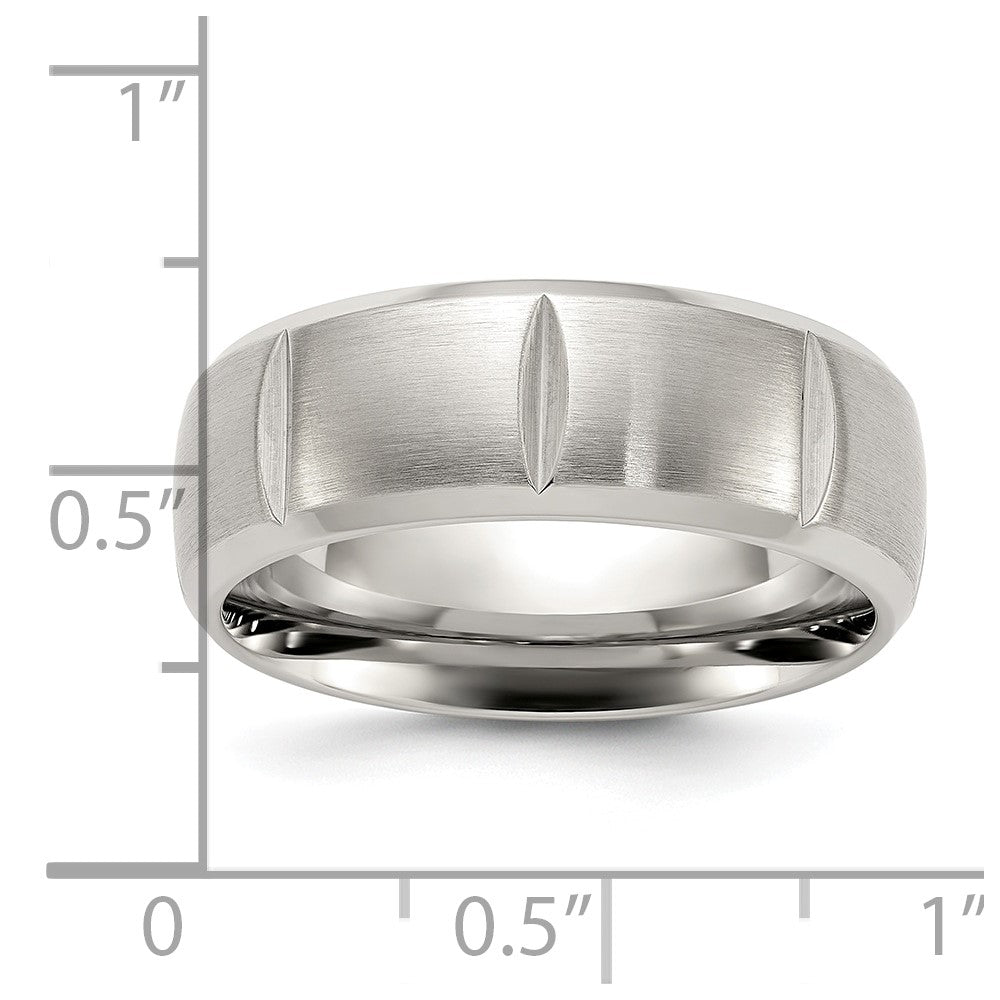 Titanium Brushed and Polished Grooved 8mm Band