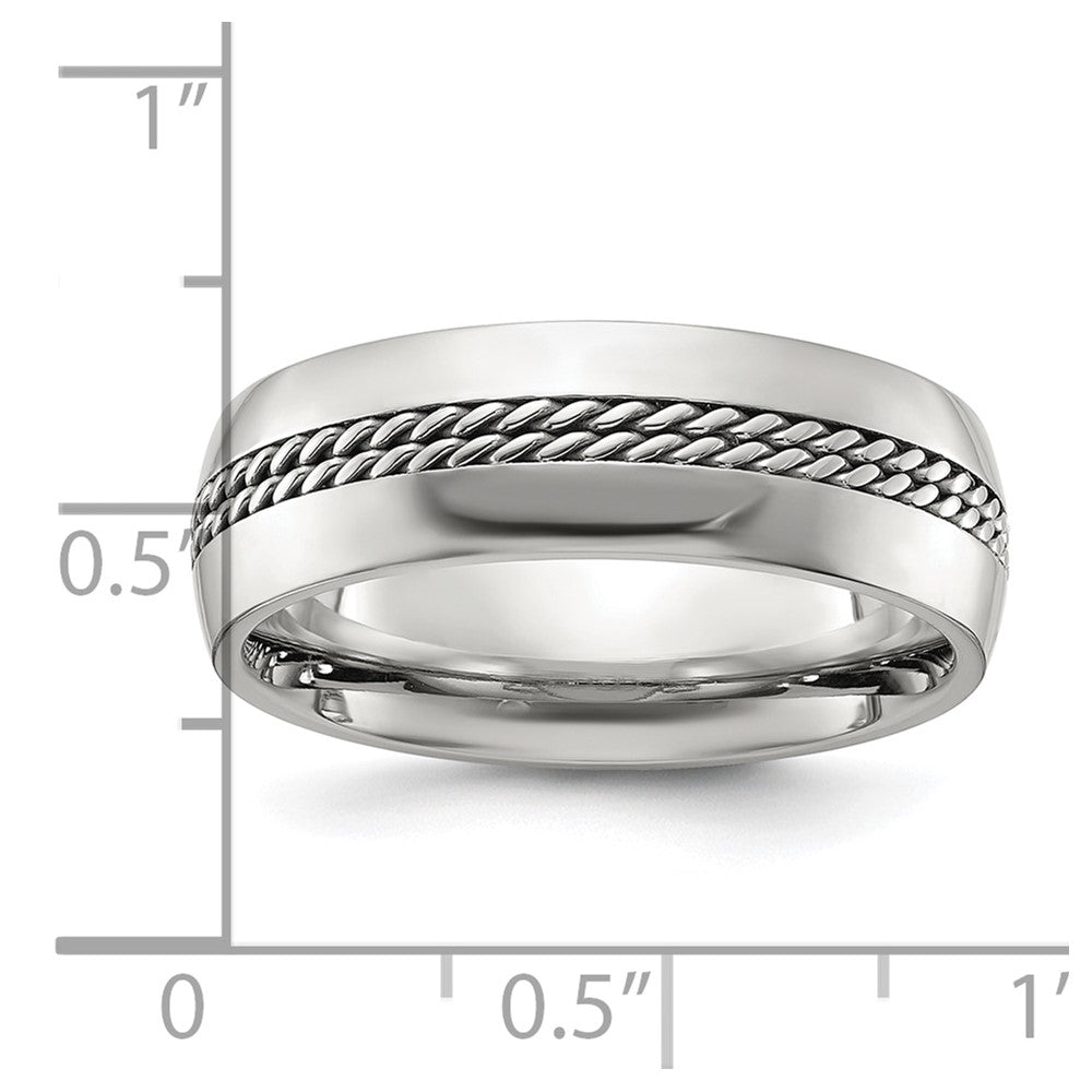 Titanium Polished with Curb Chain Inlay 7mm Band