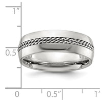Titanium Polished with Curb Chain Inlay 7mm Band