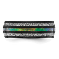 Titanium Polished Black IP w/Abalone/Imit. Meteorite Inlay 8mm Band