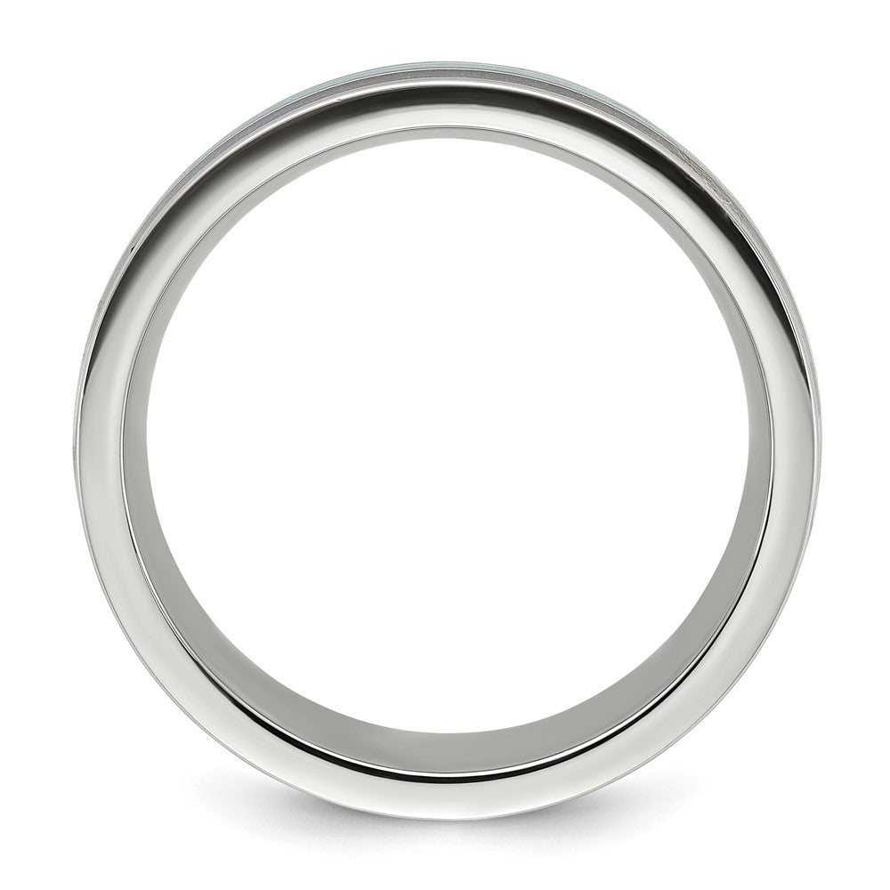 Titanium Polished with Turquoise/Black Star Sandstone Inlay 8mm Band