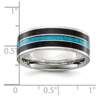Titanium Polished with Turquoise/Black Star Sandstone Inlay 8mm Band