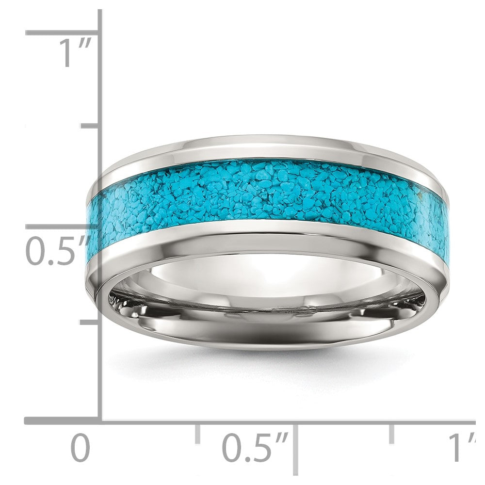 Titanium Polished with Turquoise Inlay 8mm Band