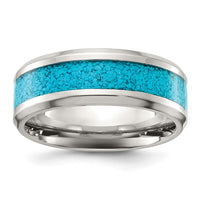 Titanium Polished with Turquoise Inlay 8mm Band