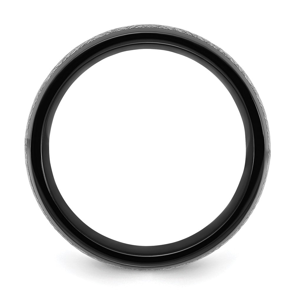 Titanium Polished Black IP-plated w/Imit. Meteorite Inlay 8mm Band