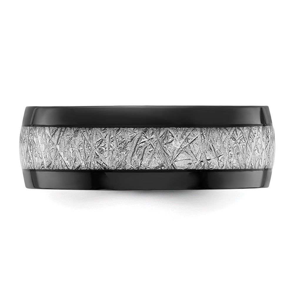 Titanium Polished Black IP-plated w/Imit. Meteorite Inlay 8mm Band
