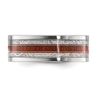 Titanium Polished with Wood and Imit. Meteorite Inlay 8mm Band