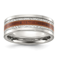 Titanium Polished with Wood and Imit. Meteorite Inlay 8mm Band