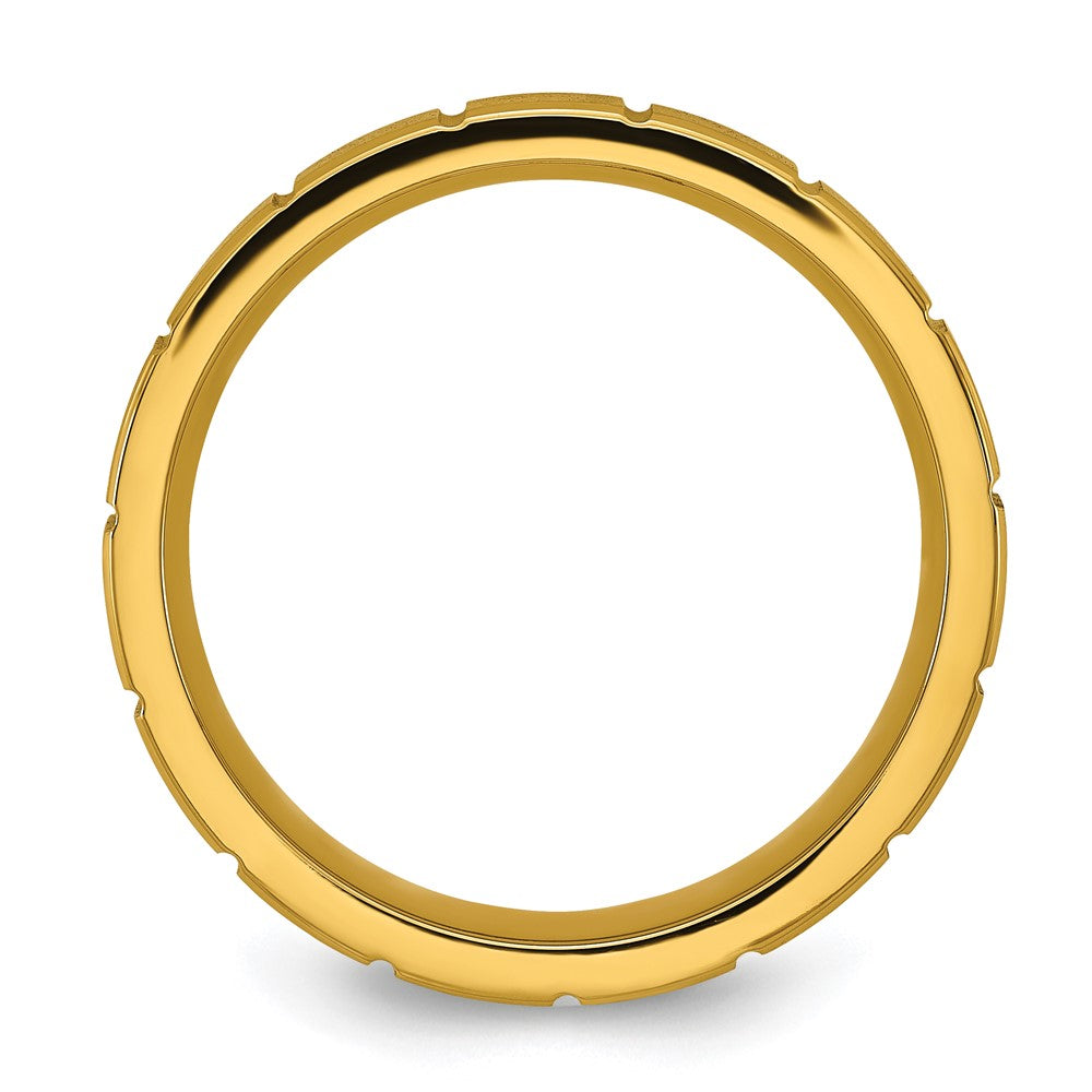 Titanium Polished Yellow IP-plated Grooved 6mm Band