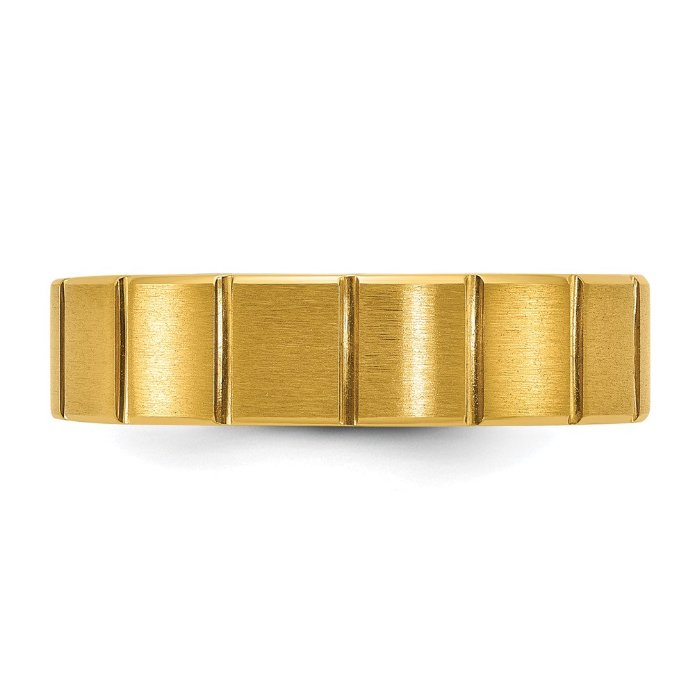 Titanium Polished Yellow IP-plated Grooved 6mm Band