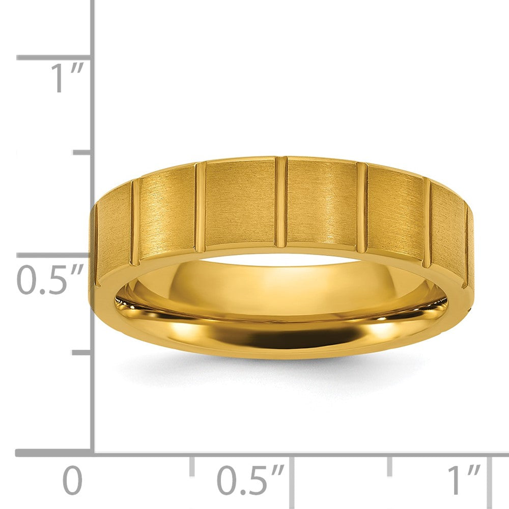Titanium Polished Yellow IP-plated Grooved 6mm Band