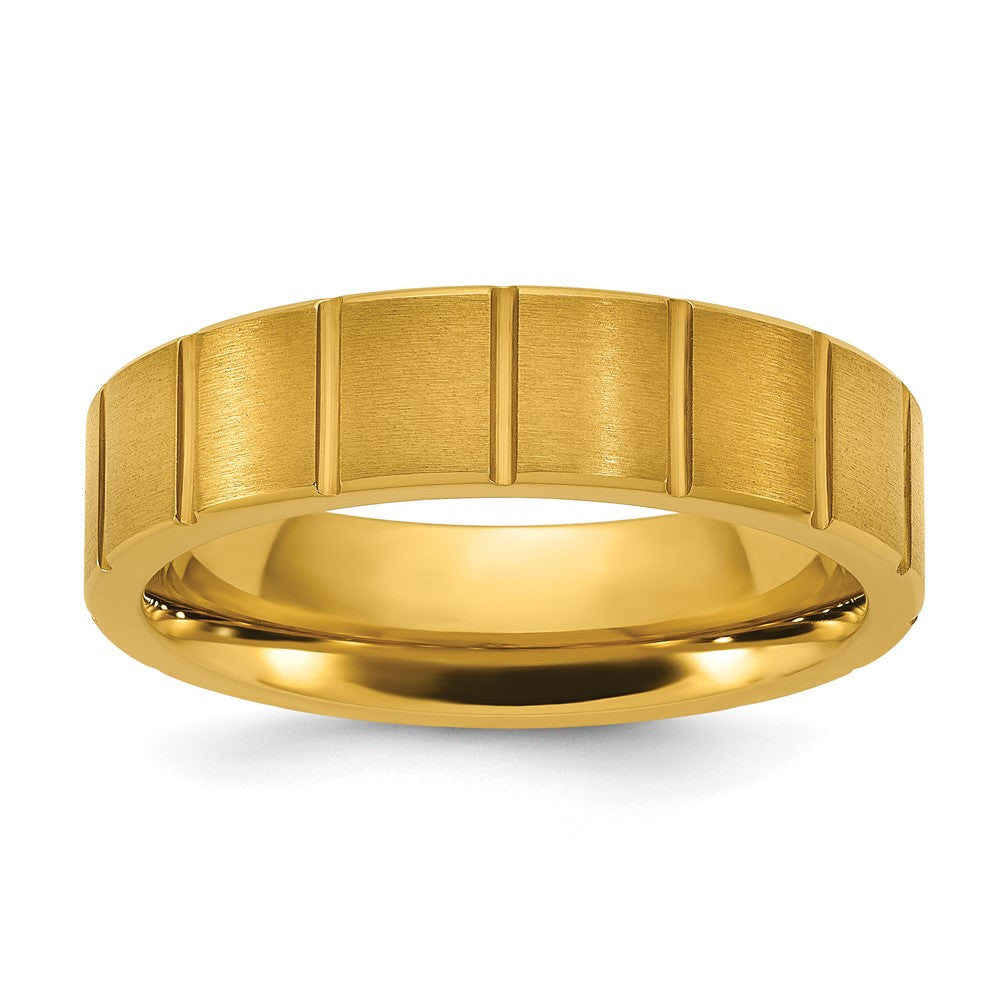 Titanium Polished Yellow IP-plated Grooved 6mm Band