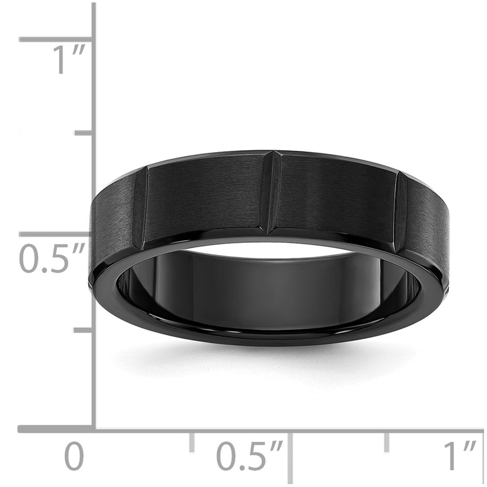 Titanium Brushed and Polished Black IP-plated Grooved 6mm Band