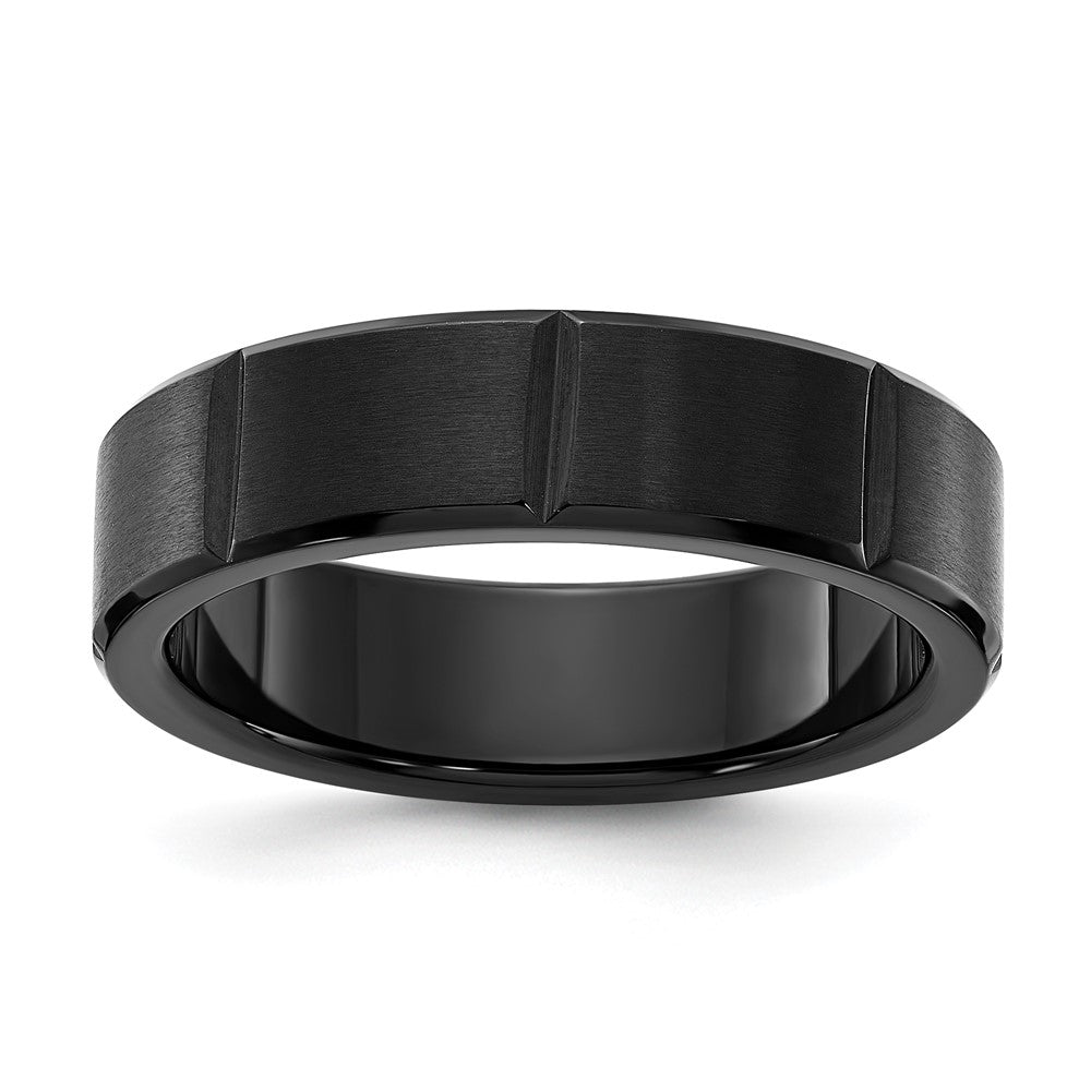 Titanium Brushed and Polished Black IP-plated Grooved 6mm Band