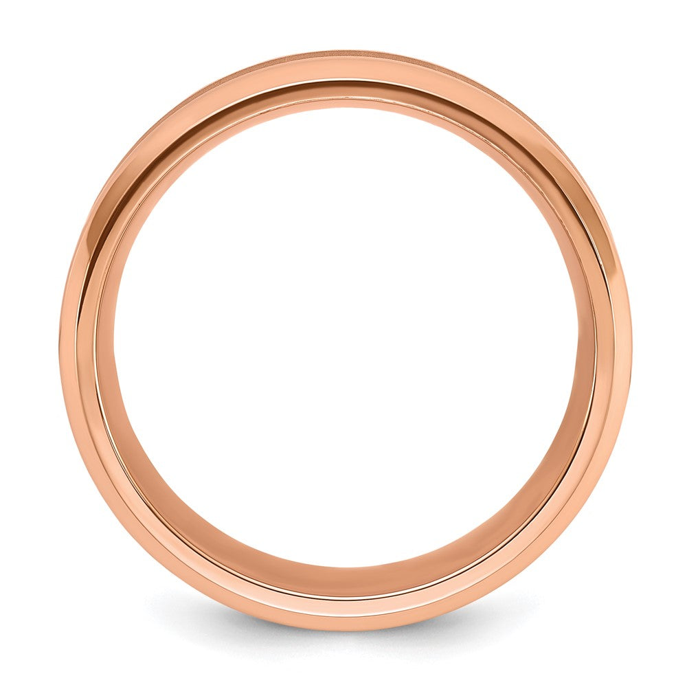 Titanium Polished Rose IP-plated Brushed Center 8mm Band