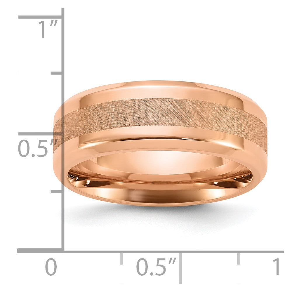 Titanium Polished Rose IP-plated Brushed Center 8mm Band