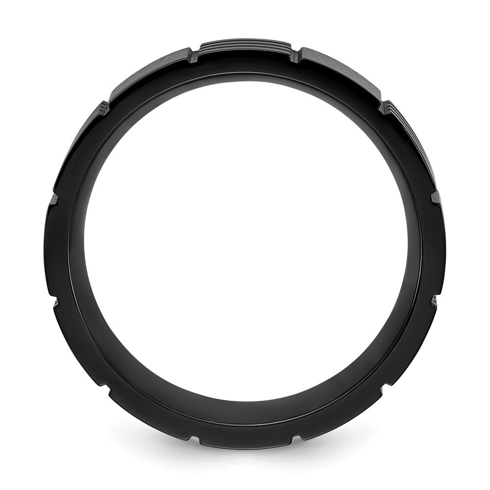 Titanium Polished Black IP-plated Grooved 8mm Band