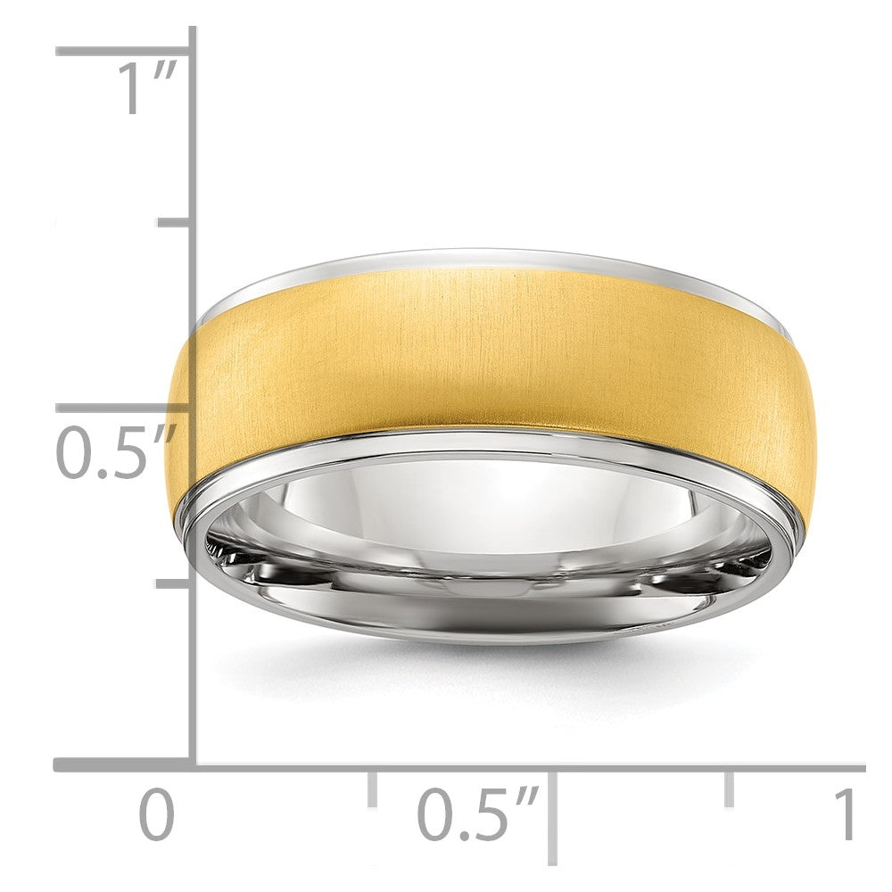 Titanium Polished w/Brushed Yellow IP-plated Center 8mm Band