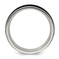 Titanium Polished w/Brushed Black IP-plated Center 8mm Band