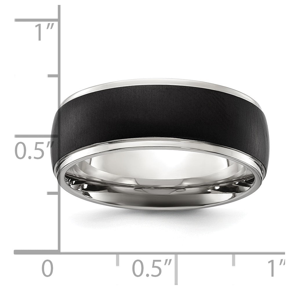 Titanium Polished w/Brushed Black IP-plated Center 8mm Band