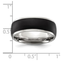 Titanium Polished w/Brushed Black IP-plated Center 8mm Band