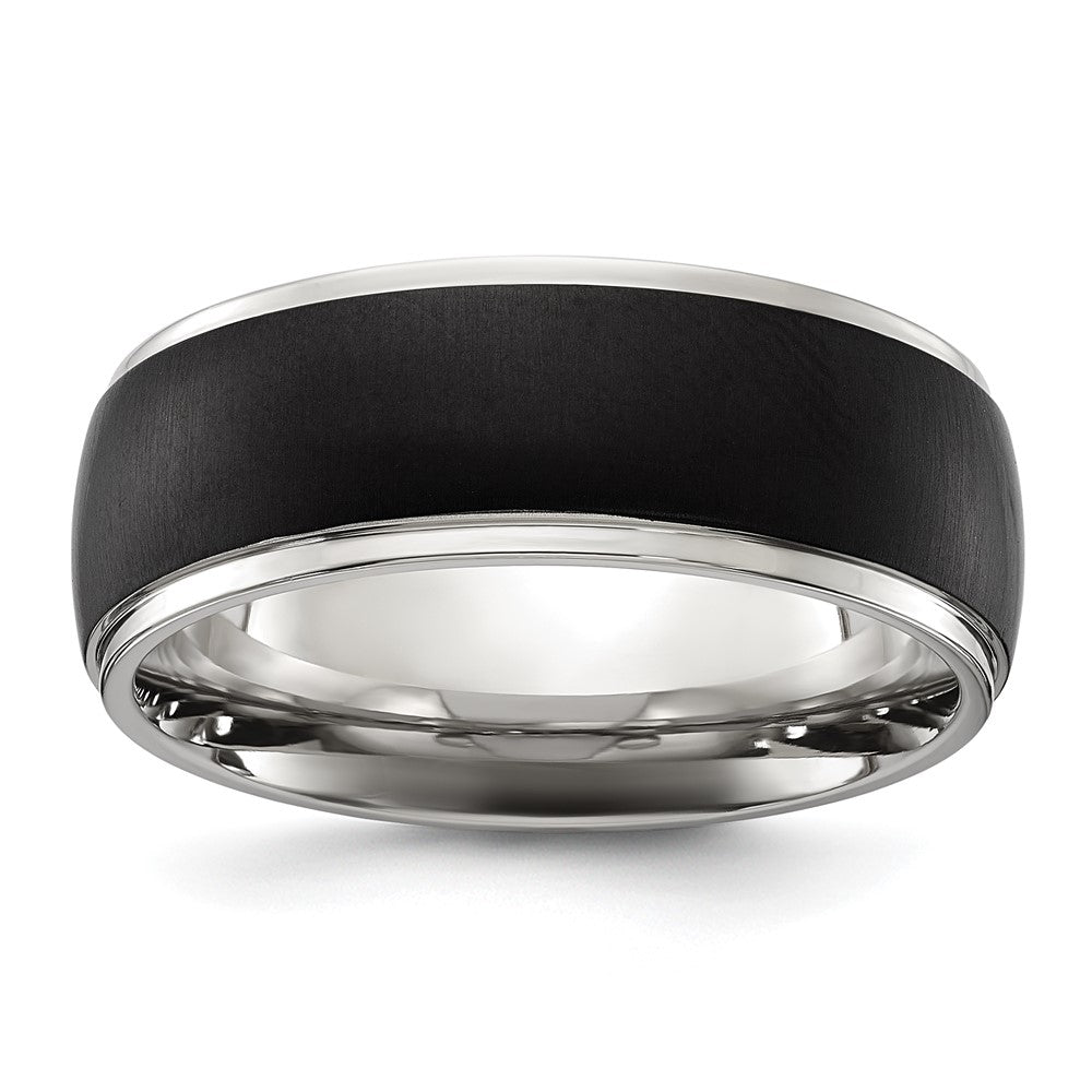 Titanium Polished w/Brushed Black IP-plated Center 8mm Band