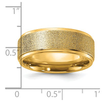 Titanium Polished Laser-cut Center Yellow IP-plated 8mm Band