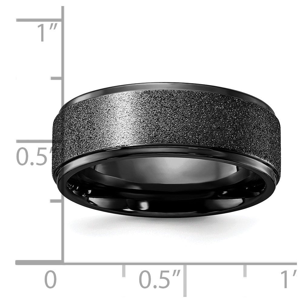 Titanium Polished Laser-cut Center Black IP-plated 8mm Band