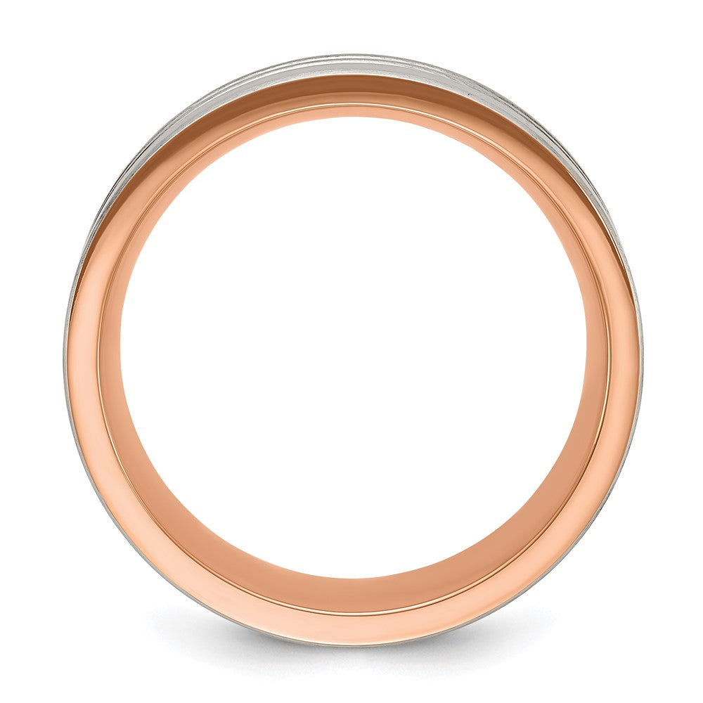 Titanium Brushed and Polished Rose IP-plated Stripes 8mm Band