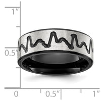 Titanium Brushed Black IP-plated Heartbeat 8mm Band