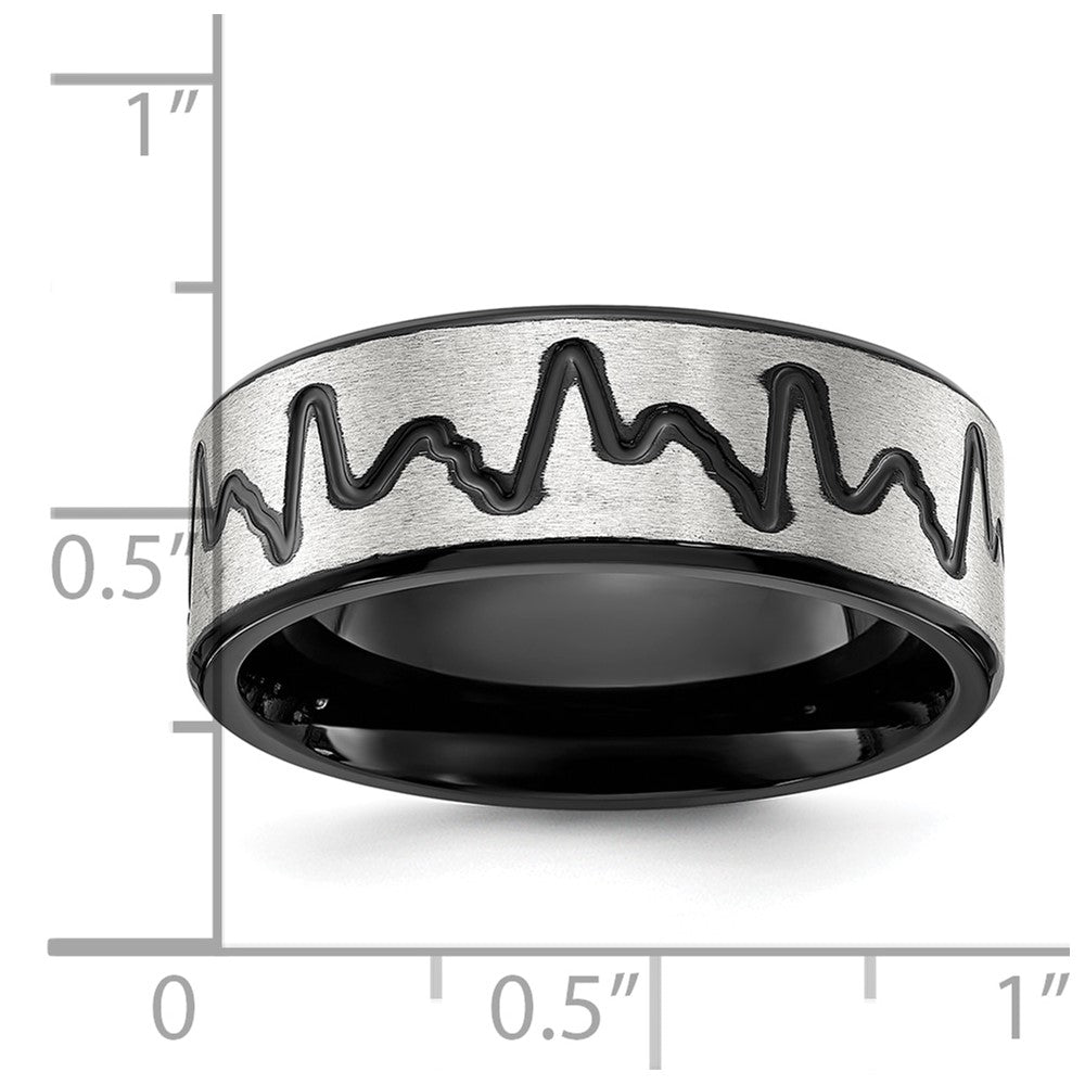 Titanium Brushed Black IP-plated Heartbeat 8mm Band
