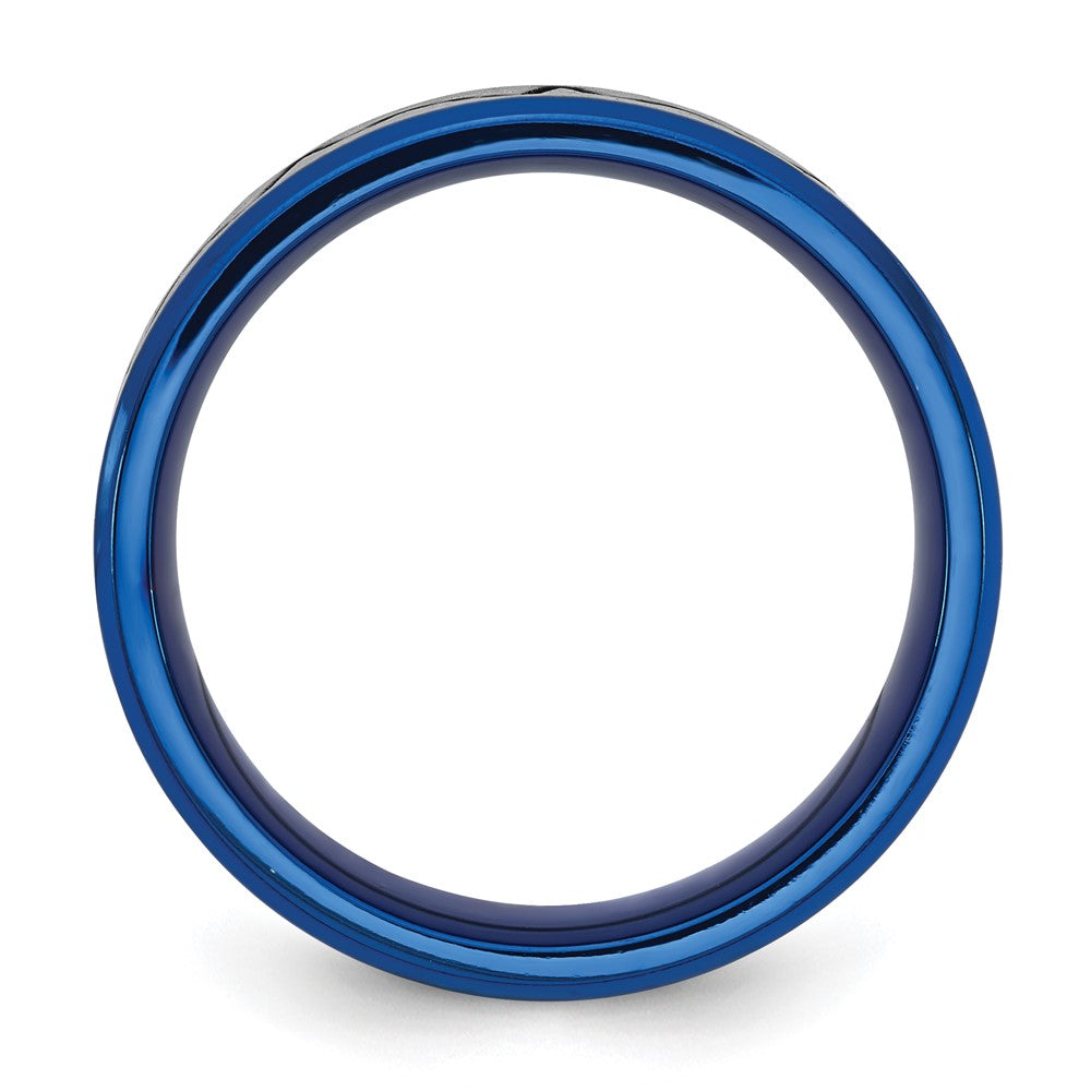 Titanium Brushed Blue IP-plated Heartbeat 8mm Band