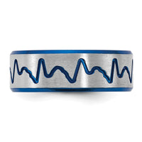 Titanium Brushed Blue IP-plated Heartbeat 8mm Band