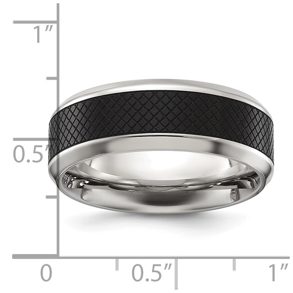 Titanium Polished Black IP-plated Textured Center 8mm Band