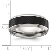 Titanium Polished Black IP-plated Textured Center 8mm Band