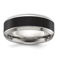 Titanium Polished Black IP-plated Textured Center 8mm Band